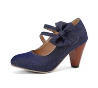 Zapatos de traje regional para mujer, zapatos de novia gruesos, zapatos de novia - zapatos cerrados cómodos con pasador de plataforma, zapatos de baile, pies anchos, tacón de bloque para bodas