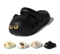 Zapatos de verano con estampado de pata de gato, suela gruesa, transpirables, zapatos de casa antideslizantes para mujer, Black, 33 EU