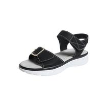 Zapatos De Verano De Las Mujeres 2026 Llegada De Moda Sandalias Planas De Tallas Grandes Para El Comercio Extranjero Elegante Confort Anchos Sandalias De Mujer, Negro , 40 EU Estrecho