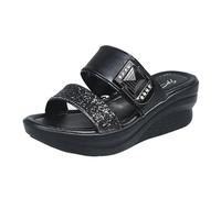 Zapatos de Verano Mujer Comodos Chinelos Mulher Zapatillas de Mujer Para Primavera Verano Y Otoño Con Una Sola Palabra Con Pez Para Uso Exterior Sandalias Tacon Zapatos (Black 35)