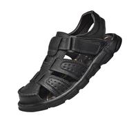 Zapatos de verano para hombre Sandalias de hombre de cuero con frente cerrado, sandalias planas antideslizantes de secado rápido, suela suave, sandalias ligeras de trekking, tallas grandes, pies