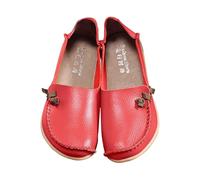 Zapatos de verano para mujer, ajuste ancho, suela suave, zapatos para caminar, cómodos, ligeros, para senderismo, para el tiempo libre, piel sintética, talla 35-44, rojo, 41 EU