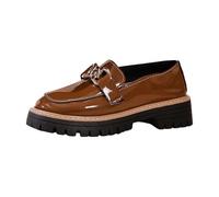 Zapatos de verano para mujer cómodos 2026 elegantes mocasines con ribete de vinilo, suela gruesa, detalle de cadena de metal y perfil plano primavera zapatos de tela ligeros, marrón, 41 EU