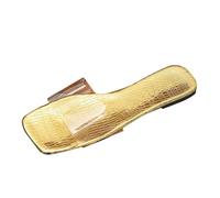 Zapatos de verano para mujer, elegantes, con puntera abierta, sandalias de plástico transparente, planas, ligeras, cómodas, sandalias de playa, sandalias antideslizantes de verano, dorado, 43 EU