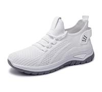 Zapatos de verano para mujer, ligeros, transpirables, de malla, con cordones, para tenis, gimnasio, correr, deportes, informales, viajes, trabajo, White, 38.5 EU