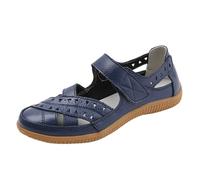 Zapatos de verano para mujer ortopédica sandalias ortopédicas cómodas transpirables cerradas senderismo cuero antideslizante ligero suela suave playa verano tamaño 35-46, Azul oscuro., 36 EU
