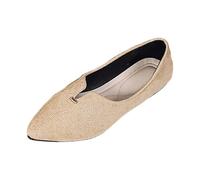 Zapatos de verano para mujer, planos y elegantes, zapatos casuales de ante con punta puntiaguda, zapatos de salud para mujer, caqui, 40.5 EU