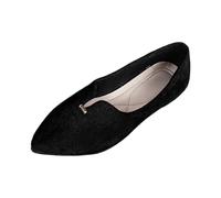 Zapatos de verano para mujer, planos y elegantes, zapatos casuales de ante con punta puntiaguda, zapatos de salud para mujer, Negro , 40 EU