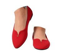 Zapatos de verano para mujer, planos y elegantes, zapatos casuales de ante con punta puntiaguda, zapatos de salud para mujer, rojo, 38.5 EU