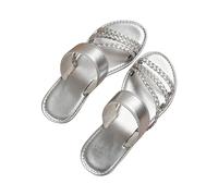 Zapatos de verano para mujer, zapatos planos, tallas grandes, sin dedos, cómodos, suela ligera, sandalias cómodas para exteriores, vacaciones, ocio y vida cotidiana, 01 plata, 40 EU
