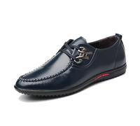 Zapatos De Vestir Casuales De Negocios para Hombre, Oxford De Negocios, Mocasines con Cordones Y Tacón Plano De Punta Redonda,Azul,44 EU