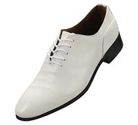 Zapatos de vestir clásicos Oxford para hombre, con cordones, zapatos formales elegantes, para negocios, bodas, fiestas, bailes de graduación, White, 39 2/3 EU
