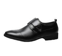 Zapatos de vestir con correa de monje para hombre, calzado formal clásico sin cordones con detalle de hebilla para un atuendo elegante casual y de negocios, Black, 39 2/3 EU