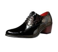 Zapatos de vestir de moda para hombre, estilo Oxfords con cordones y patrón metálico floral y tacón de bloque para fiestas y eventos nocturnos, Black, 41 1/3 EU