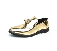Zapatos De Vestir De Negocios para Hombres Mocasines Formales De Trabajo De Oficina Bodas Fiestas,Oro,46 EU
