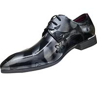 Zapatos de vestir florales de cuero patentado para hombre Derby con cordones, zapatos de negocios formales de punta puntiaguda, zapatos de vestir planos brillantes de cuero sintético, 42.5 EU