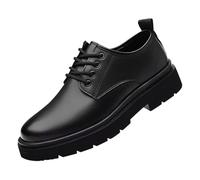 Zapatos de vestir formales con cordones para hombre, zapatos de cuero poco profundos, zapatos casuales inteligentes, cómodos, duraderos, zapatos Oxford para hombre, zapatos de tacón bajo