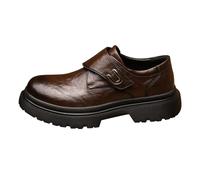 Zapatos de vestir formales con correa de monje para hombre, zapatos de negocios con una sola hebilla, zapatos Oxford de cuero, suela gruesa, mocasines suaves y cómodos para el trabajo y uso casual