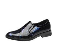 Zapatos de vestir para hombre, sin cordones, puntera redonda, talla 38-47, charol, floral, Oxford, antideslizantes, parte superior baja, boda, entrevista, viaje, Blue, 43.5 EU