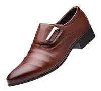 Zapatos de vestir para hombre, zapatos formales de cuero puntiagudo, zapatos de monje cómodos, mocasines de negocios Oxford británicos, zapatos casuales de tacón bajo para caminar, negocios, bodas