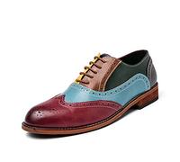 Zapatos de Vestir para Hombres de Cuero con Cordones Transpirables de Corte Bajo Coloridos Brogue de Moda con Punta en Punta Oxford para Fiesta