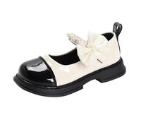 Zapatos de vestir para niñas pequeñas, con lazo y perlas, puntera cerrada, bonitas sandalias con suela suave, Black, 10 UK Child 3X-Narrow