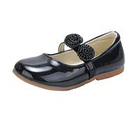 Zapatos de vestir para niñas pequeñas, zapatos escolares Mary Jane para desmalezar, zapatos de fiesta para niños, lindos zapatos de bailarina para caminar, saltar zapatos de princesa, Black, 30 EU