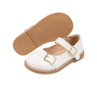 Zapatos de vestir para niñas, zapatos Mary Jane para niñas con hebilla antisuela, lindas princesas planas para la escuela, boda, fiesta, White, 11.5 UK 3X-Narrow