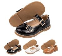 Zapatos de vestir para niñas, zapatos Mary Jane para niñas con hebilla antisuela, lindas princesas planas para la escuela, boda, fiesta, Black, 11.5 UK 3X-Narrow
