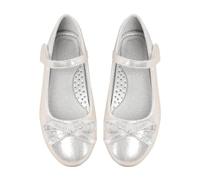 Zapatos de vestir para niños, zapatos de cuero con lazo, no para niños, zapatos de ballet para estudiantes, sandalias Huarache para bebé niña, Silver, 12.5 UK Child X-Narrow