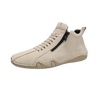Zapatos de voleibol para hombre, color negro, mocasines informales, cosidos a mano, cremallera lateral, zapatos altos con forro, cálidos, antideslizantes, para conducción elegante, botas chukka