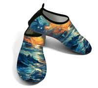 Zapatos deportivos acuáticos para hombre y mujer, de secado rápido, para playa, natación, abstracto, océano, luna, nube, sin cordones, para senderismo, surf, yoga, Abstracto Océano Luna Nube, 40/40.5