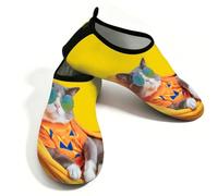Zapatos deportivos acuáticos para hombre y mujer, de secado rápido, para playa, natación, gato, con lentes de sol en la hamaca, calcetines acuáticos para senderismo, surf, yoga, Gato genial con gafas