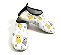 Zapatos deportivos acuáticos para hombre y mujer, de secado rápido, para playa, natación, lindos búhos amarillos y grises, divertidos animales, sin cordones, calcetines acuáticos para senderismo, surf