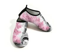 Zapatos deportivos acuáticos para hombre y mujer, de secado rápido, para playa, natación, torre Eiffel, bocetos, sin cordones, para senderismo, surf, yoga, Torre Eiffel Sketch de tinta rosa, 37/38 EU