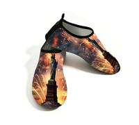 Zapatos deportivos acuáticos para hombre y mujer, de secado rápido, para playa, natación, zapatos de natación Liberty Torch fuegos artificiales, bandera de Estados Unidos, sin cordones, calcetines