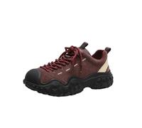 Zapatos Deportivos Casuales para Mujer versátiles de Ante con Suela Gruesa Que Aumenta la Altura Tipo Dad Sneakers con Puntera Amplia Antideslizantes y Resistentes al Desgaste (Red,36)
