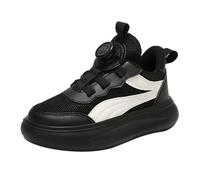 Zapatos deportivos casuales para niños, primavera, verano y otoño, malla transpirable, hebilla giratoria, ajustables, talla M y grande, zapatos deportivos casuales para niños pequeños 10, Black, 34 EU