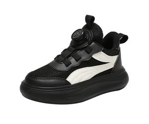 Zapatos deportivos casuales para niños, primavera, verano y otoño, malla transpirable, hebilla giratoria, ajustables, talla M y grande, zapatos deportivos casuales para niños pequeños 10, Black, 34 EU