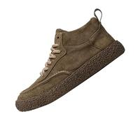 Zapatos deportivos de ante para hombre, botines con cordones, informales, antideslizantes, populares, zapatos de trabajo altos, cómodos, zapatos planos retro para el trabajo y actividades al aire