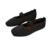 Zapatos deportivos de bailarina para mujer, zapatos planos con puntera cuadrada, cómodos y suaves, antideslizantes, elegantes, zapatos de baile, ligeros, para el trabajo, la vida cotidiana, Negro2, 38