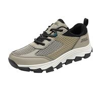 Zapatos deportivos de hombre simples de color liso moda verano nuevo modelo malla zapatos de alpinismo transpirables cómodos y antideslizantes, Caqui., 45 EU