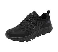 Zapatos deportivos de hombre simples de color liso moda verano nuevo modelo malla zapatos de alpinismo transpirables cómodos y antideslizantes, Negro , 46 EU