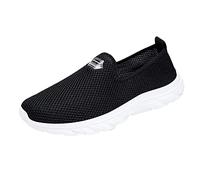 Zapatos deportivos de malla para hombre, informales, huecos, sin cordones, color sólido, transpirables, con parte inferior suave, White, 42 EU XX-estrecho