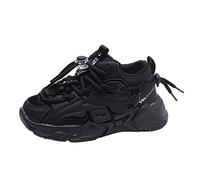 Zapatos deportivos de moda para niños y niñas, suela gruesa, no cómodos, elásticos y de color sólido, cómodos al aire libre, para niños y niñas de 12 años, Black, 25 EU