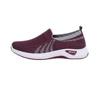 Zapatos deportivos de punto a rayas para mujer, transpirables, ligeros, informales, para hacer recados diarios, gimnasio y desplazamientos, Red, 38.5 EU
