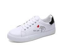 Zapatos deportivos gruesos con forma de corazón para mujeres y niñas, con cordones, color blanco, para caminar y para viajes y regalo, Blanco & negro, 37 EU