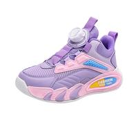 Zapatos deportivos gruesos para niños y niñas, para primavera, verano y otoño, malla transpirable, hebilla giratoria, ajustable, talla 8, Purple, 30 EU