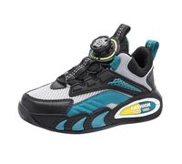 Zapatos deportivos gruesos para niños y niñas, para primavera, verano y otoño, malla transpirable, hebilla giratoria, ajustable, talla 8, gris, 35 EU