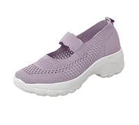 Zapatos deportivos Mary Jane de punto para mujer, con plataforma de punto, de cuña, cómodos, transpirables, de malla, para caminar, trabajo, correa elástica para el tobillo, soporte de arco, gimnasio